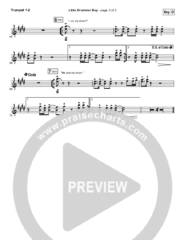 Little Drummer Boy Trumpet 1,2 (for KING & COUNTRY)