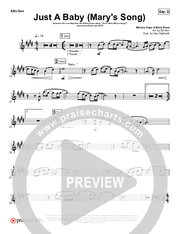 Just A Baby (Mary's Song) Alto Sax (Mallary Hope)