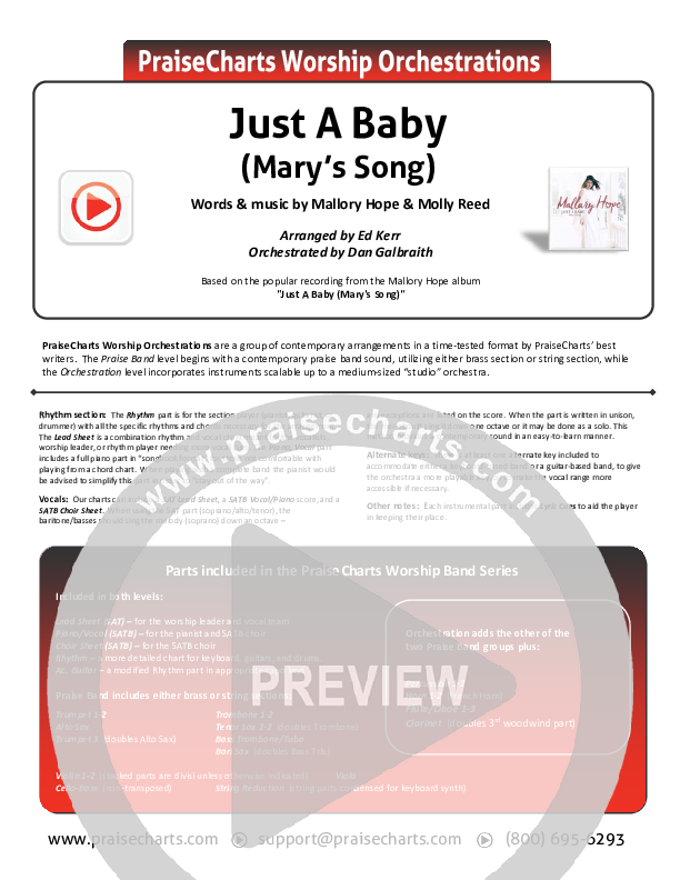 Just A Baby (Mary's Song) Cover Sheet (Mallary Hope)