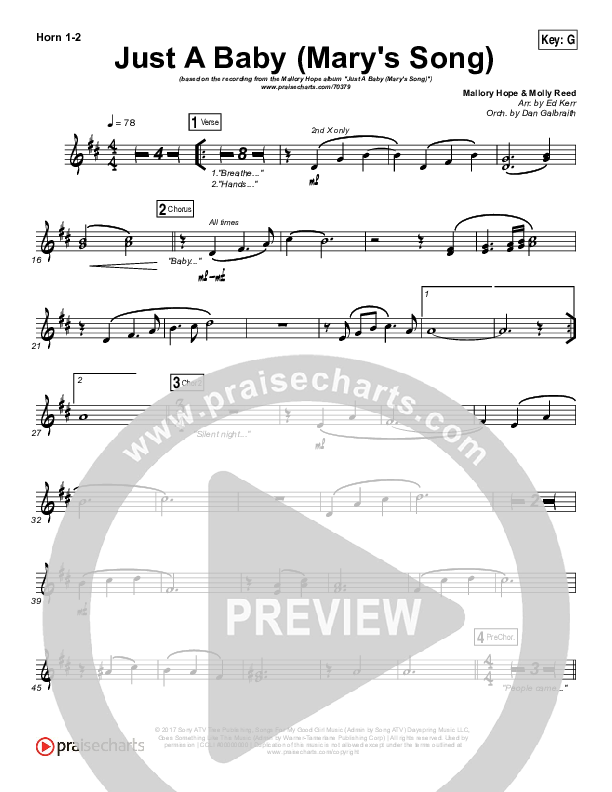 Just A Baby (Mary's Song) French Horn 1/2 (Mallary Hope)