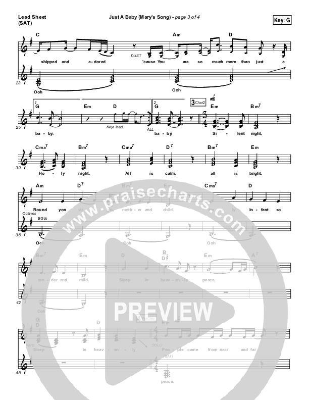 Just A Baby (Mary's Song) Lead Sheet (SAT) (Mallary Hope)