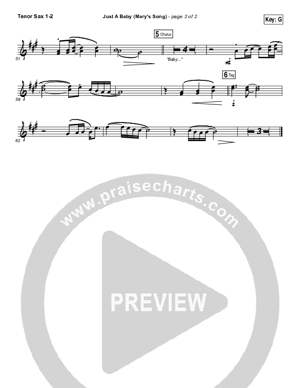 Just A Baby (Mary's Song) Tenor Sax 1/2 (Mallary Hope)