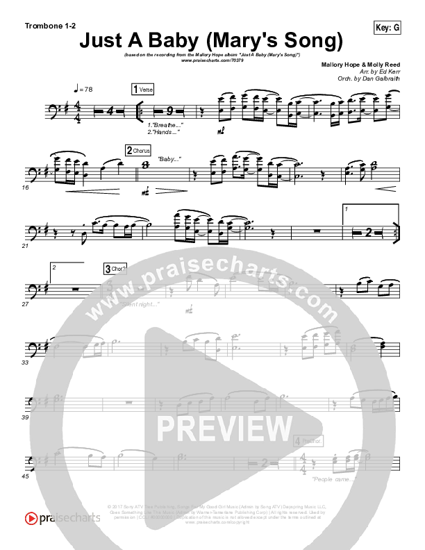 Just A Baby (Mary's Song) Trombone 1/2 (Mallary Hope)