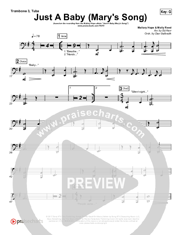 Just A Baby (Mary's Song) Trombone 3/Tuba (Mallary Hope)