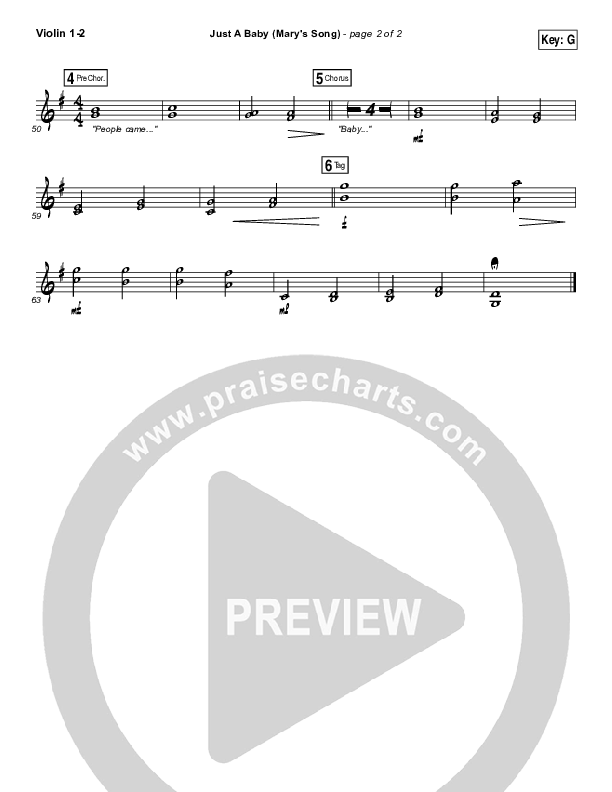 Just A Baby (Mary's Song) Violin 1/2 (Mallary Hope)
