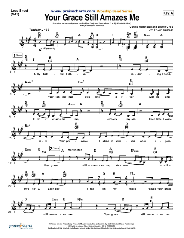 Your Grace Still Amazes Me Lead Sheet (SAT) (Phillips Craig & Dean)