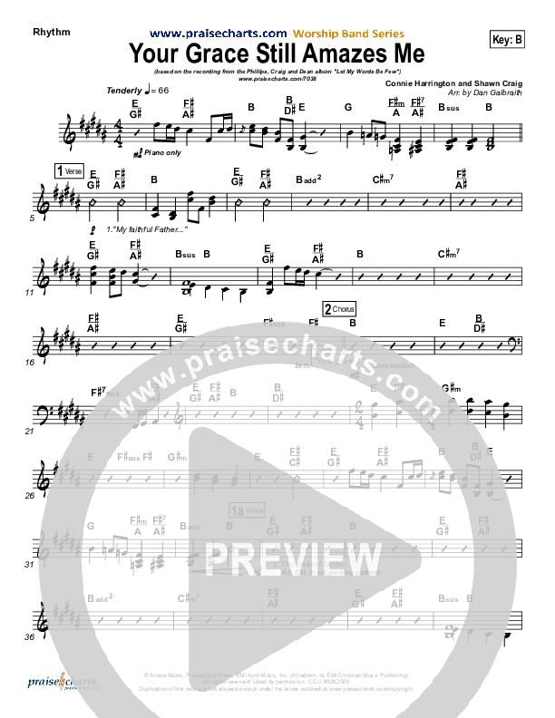 Your Grace Still Amazes Me Rhythm Chart (Phillips Craig & Dean)
