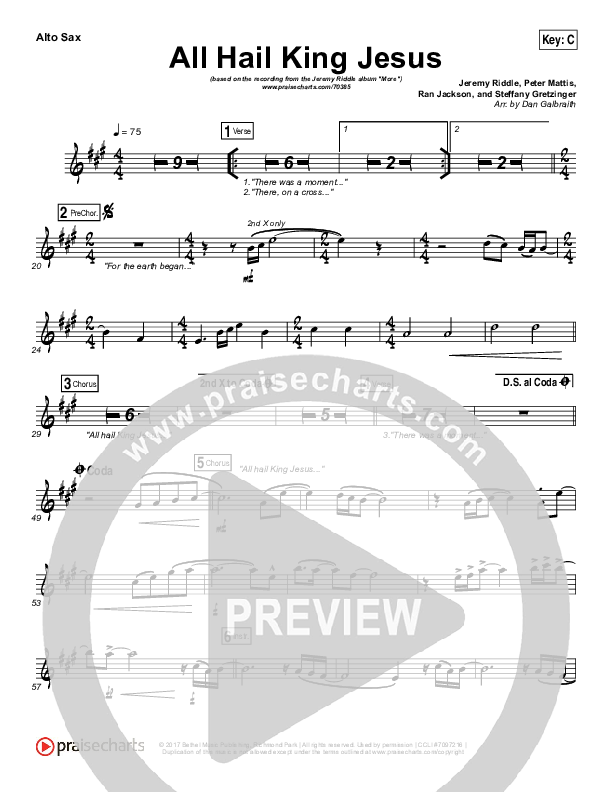 All Hail King Jesus Alto Sax (Jeremy Riddle)