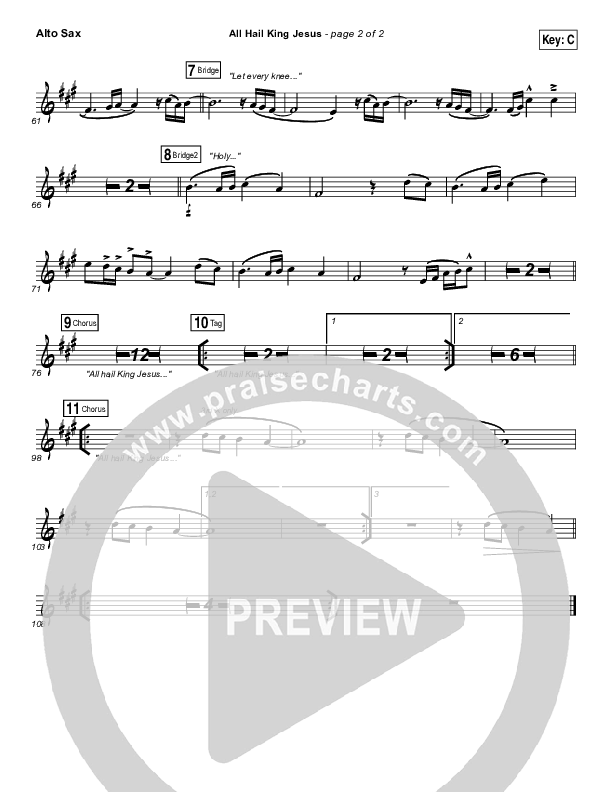 All Hail King Jesus Alto Sax (Jeremy Riddle)