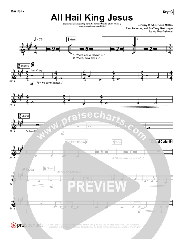 All Hail King Jesus Bari Sax (Jeremy Riddle)