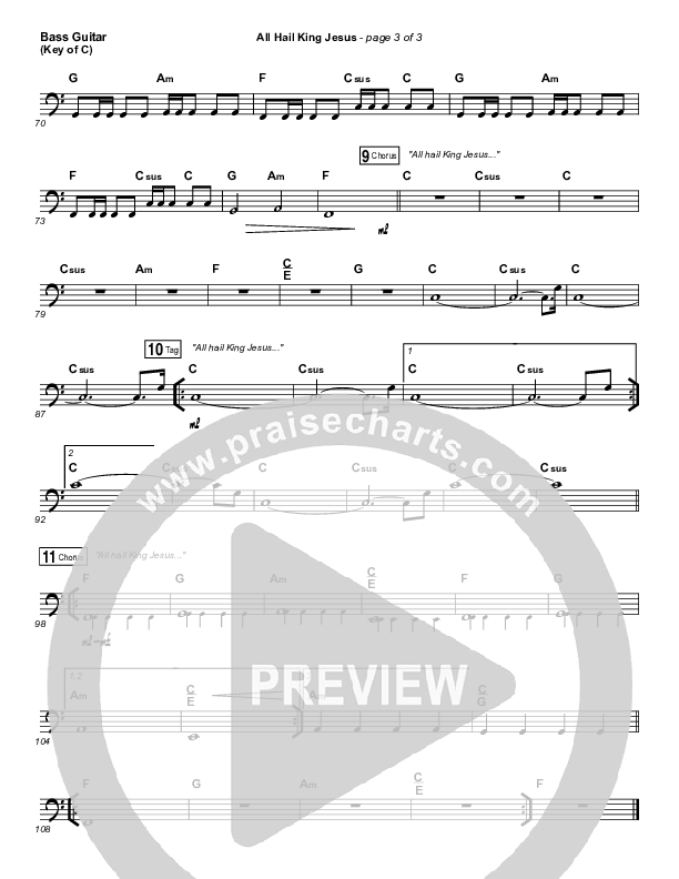 All Hail King Jesus Bass Guitar (Jeremy Riddle)