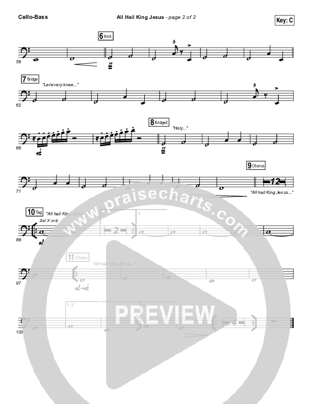 All Hail King Jesus Cello/Bass (Jeremy Riddle)