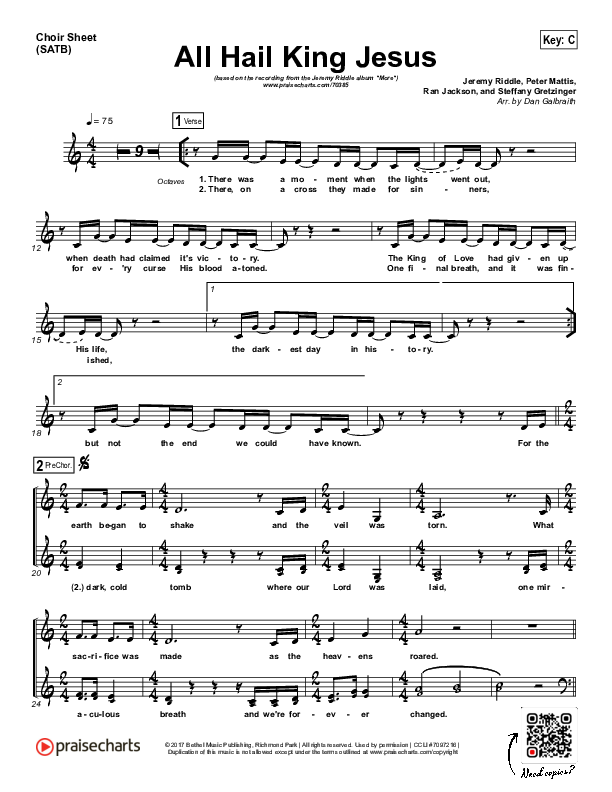 All Hail King Jesus Choir Vocals (SATB) (Jeremy Riddle)