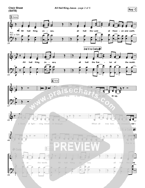 All Hail King Jesus Choir Sheet (SATB) (Jeremy Riddle)