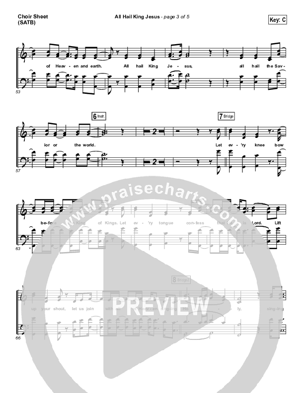 All Hail King Jesus Choir Sheet (SATB) (Jeremy Riddle)