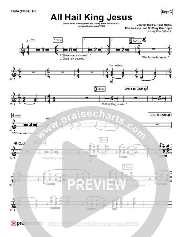 All Hail King Jesus Flute/Oboe 1/2/3 (Jeremy Riddle)