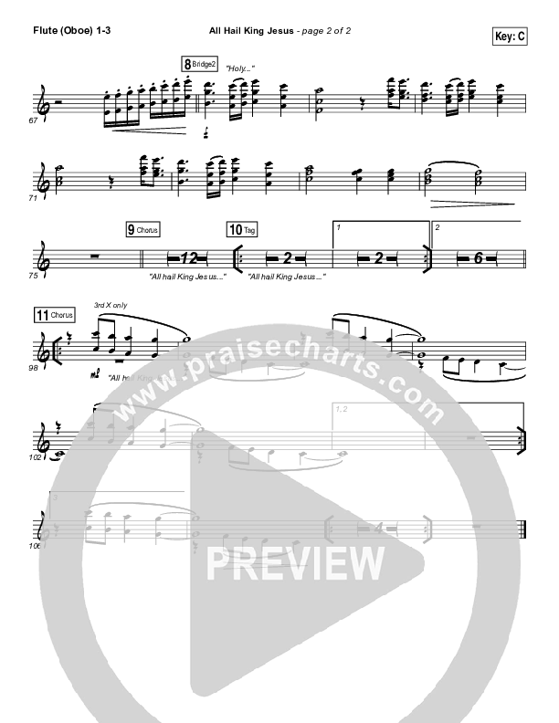 All Hail King Jesus Flute/Oboe 1/2/3 (Jeremy Riddle)