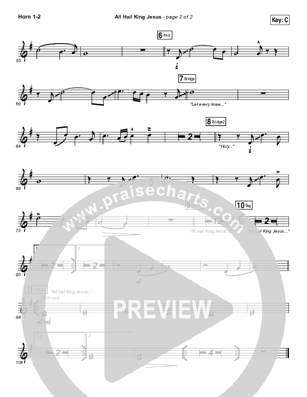 All Hail King Jesus French Horn 1,2 (Jeremy Riddle)