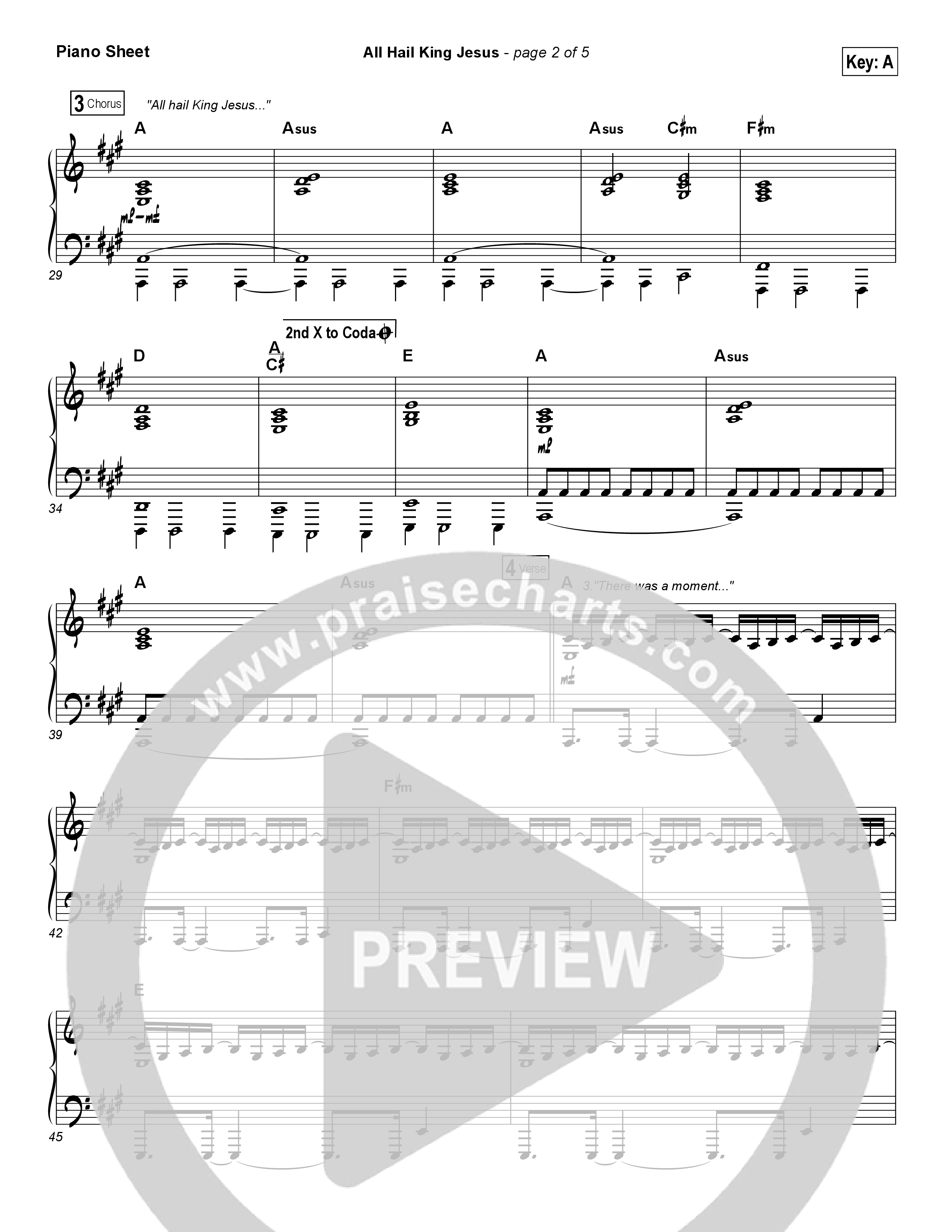 All Hail King Jesus Piano Sheet (Jeremy Riddle)