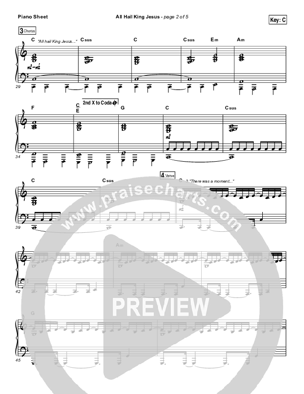 All Hail King Jesus Piano Sheet (Jeremy Riddle)