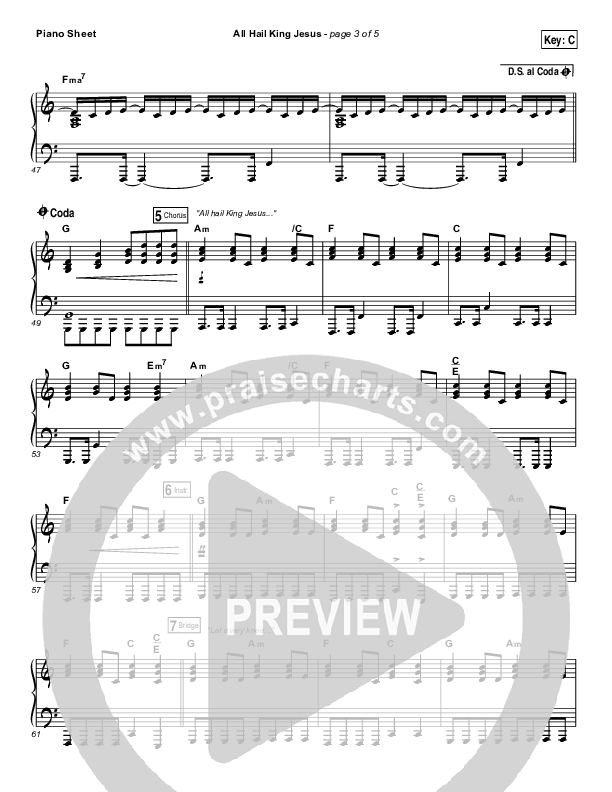 All Hail King Jesus Piano Sheet (Jeremy Riddle)