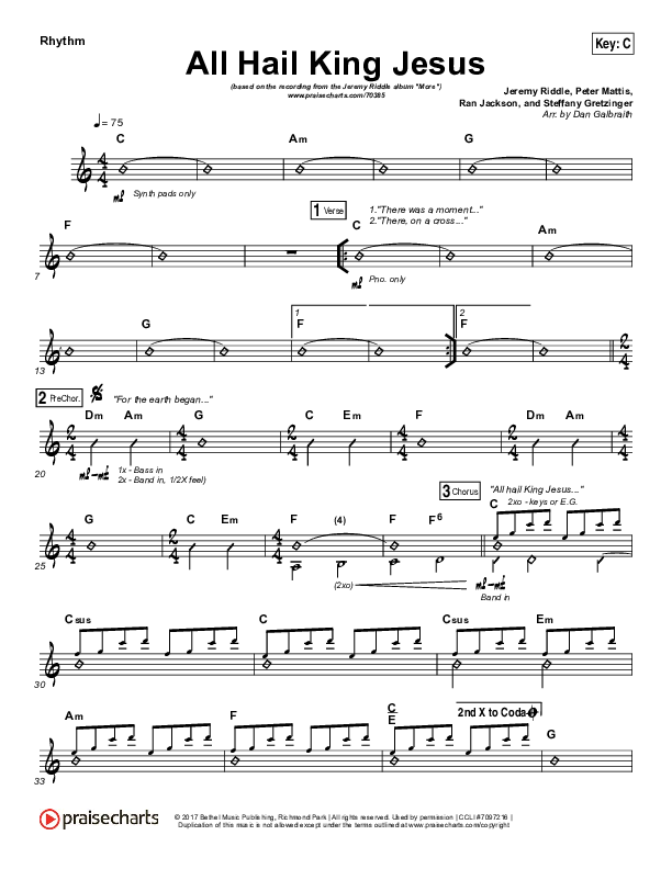 All Hail King Jesus Rhythm Chart (Jeremy Riddle)