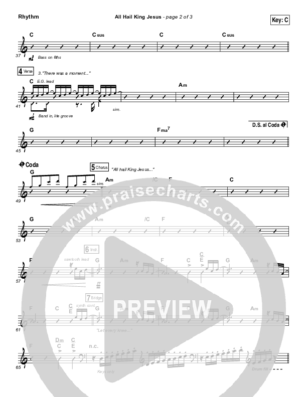 All Hail King Jesus Rhythm Chart (Jeremy Riddle)