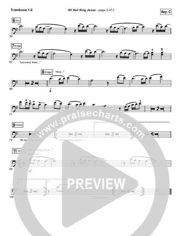 All Hail King Jesus Trombone 1/2 (Jeremy Riddle)