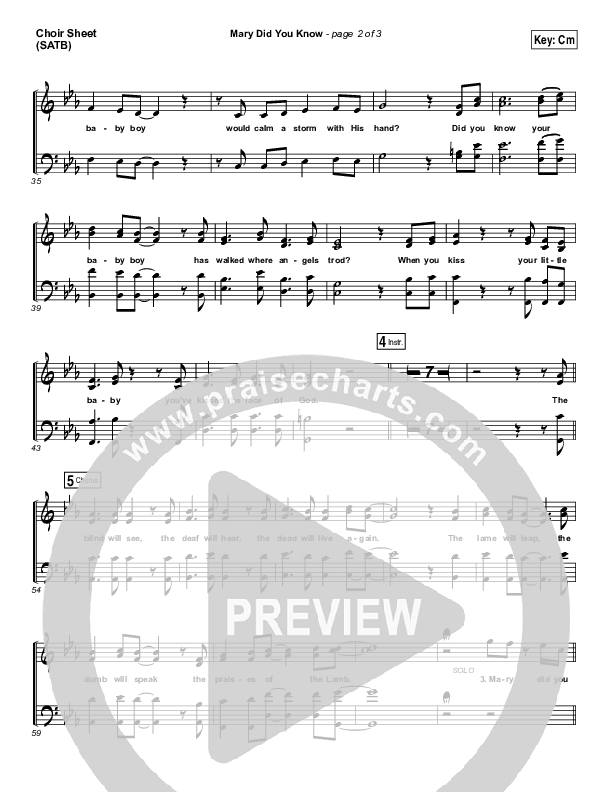 Mary Did You Know Choir Vocals (SATB) (Mark Lowry)