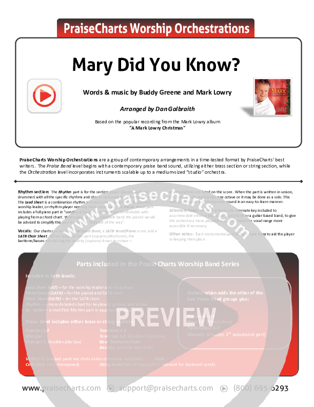 Mary Did You Know Orchestration (Mark Lowry)
