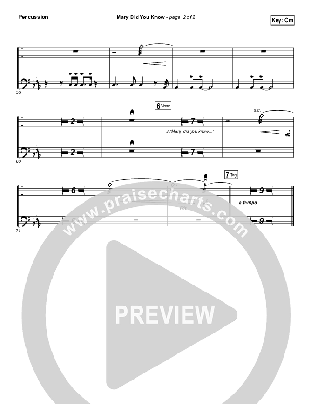 Mary Did You Know Percussion (Mark Lowry)