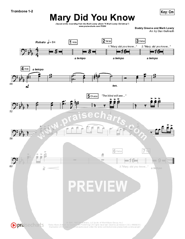 Mary Did You Know Trombone 1/2 (Mark Lowry)