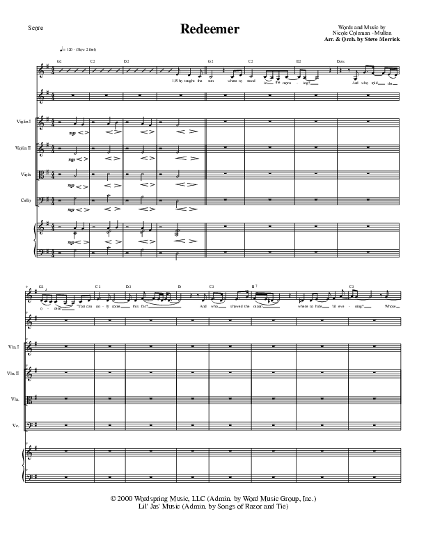 Redeemer Conductor's Score (Nicole C. Mullen)