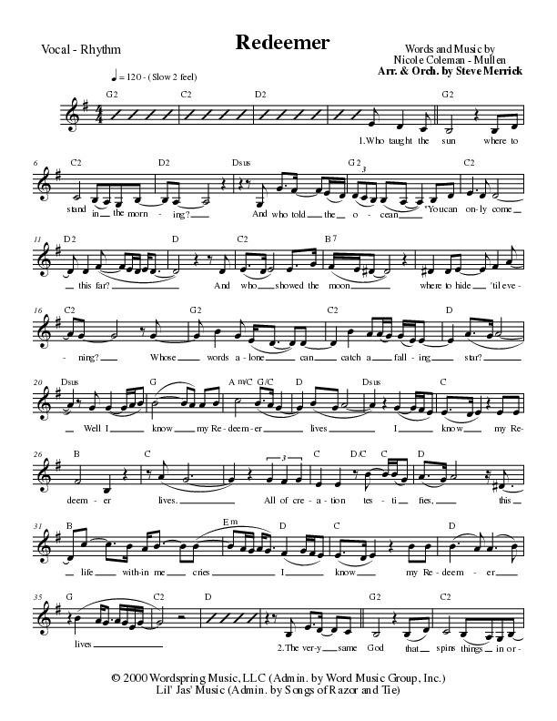 Redeemer Rhythm/Vocal (Nicole C. Mullen)