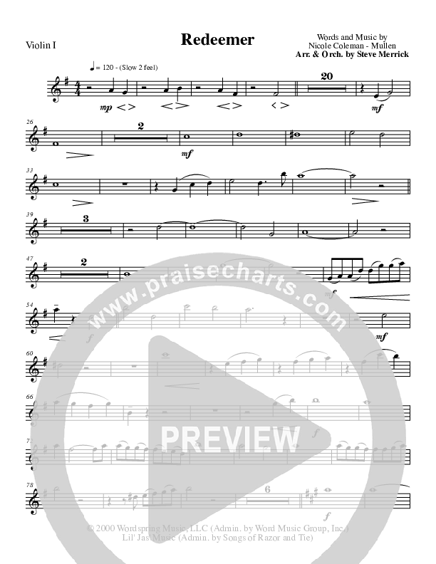 Redeemer Violin 1 (Nicole C. Mullen)