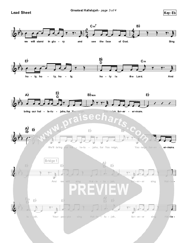 Greatest Hallelujah (Simplified) Lead Sheet (Matt Redman)