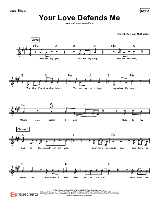 Your Love Defends Me (Acoustic) Sheet Music PDF (Matt Maher) - PraiseCharts