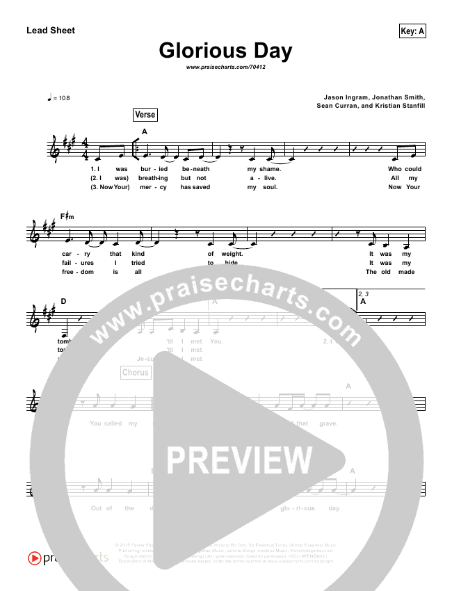Glorious Day (Simplified) Lead Sheet - Passion, Kristian Stanfill ...