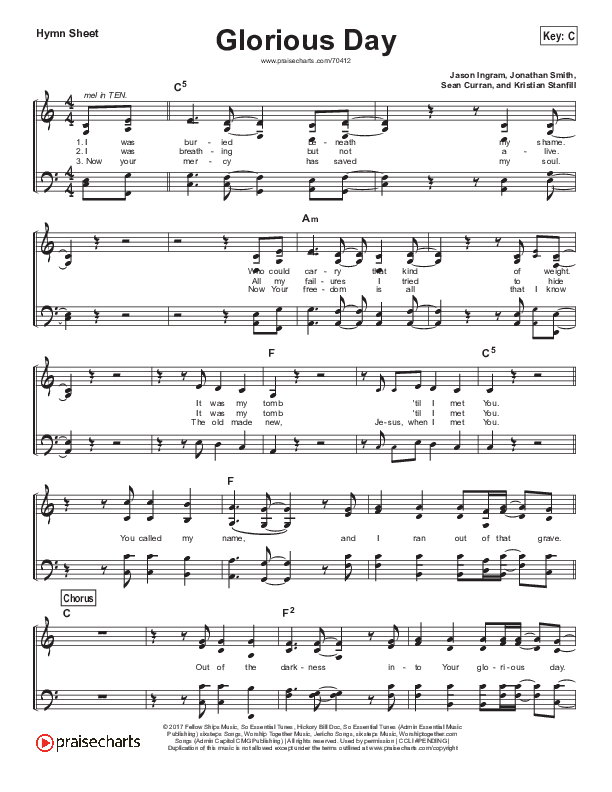 Glorious Day (Simplified) Hymn Sheet (SATB) (Passion / Kristian Stanfill)