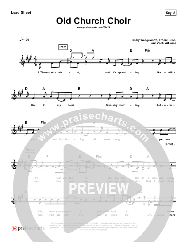 Old Church Choir (Simplified) Lead & Piano (Zach Williams)