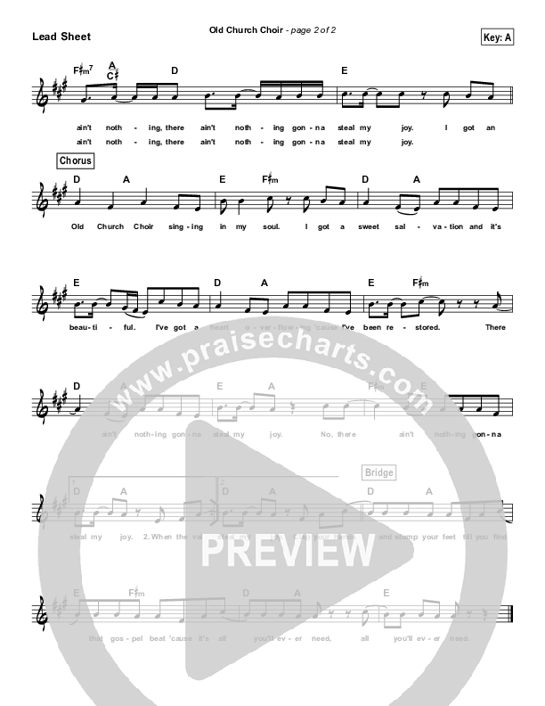 Old Church Choir (Simplified) Lead & Piano (Zach Williams)
