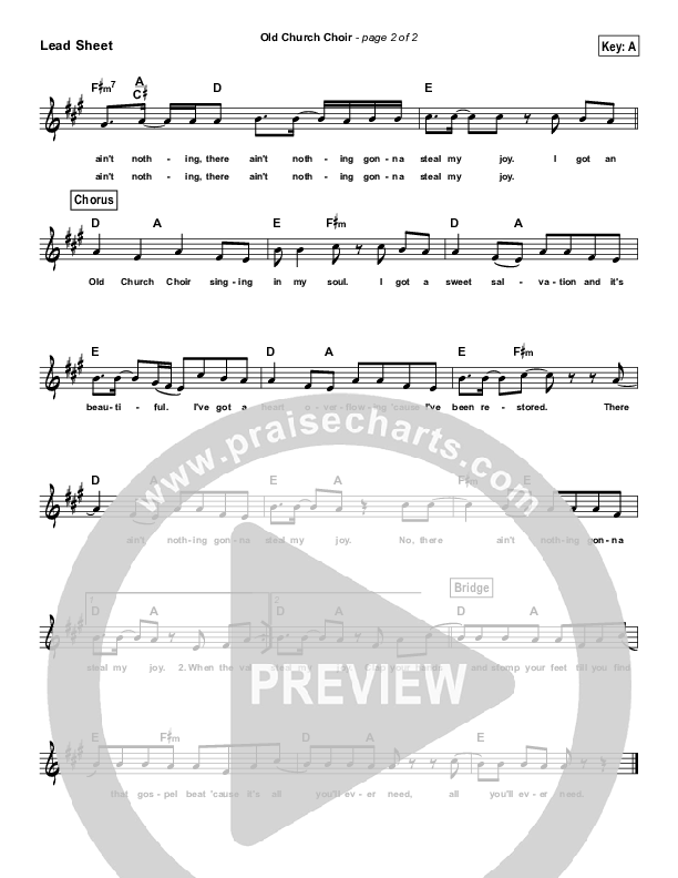 Old Church Choir (Simplified) Lead & Piano (Zach Williams)