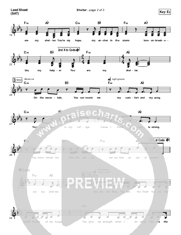 Shelter Lead Sheet (SAT) (Carrollton)