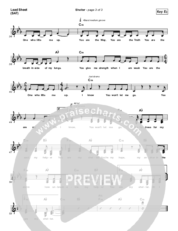 Shelter Lead Sheet (SAT) (Carrollton)