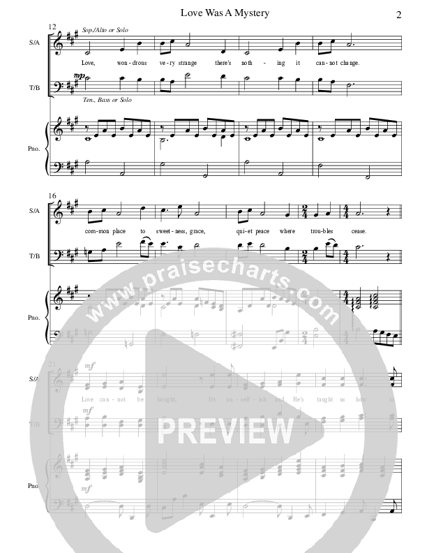 Love Was A Mystery Lead & Piano (Ric Flauding)