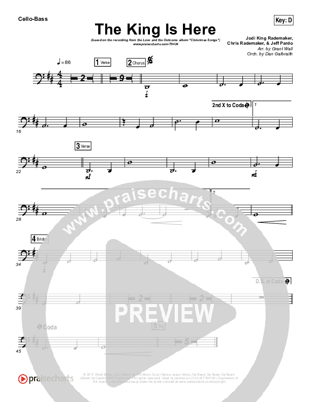 The King Is Here Cello/Bass (Love & The Outcome)