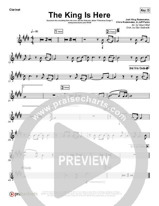 The King Is Here Clarinet (Love & The Outcome)