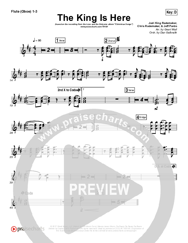 The King Is Here Flute/Oboe 1/2/3 (Love & The Outcome)