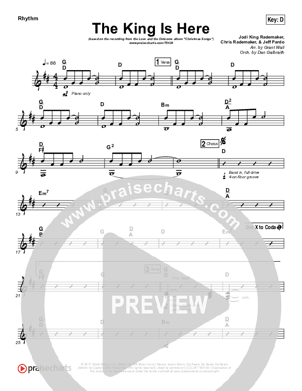 The King Is Here Rhythm Chart (Love & The Outcome)
