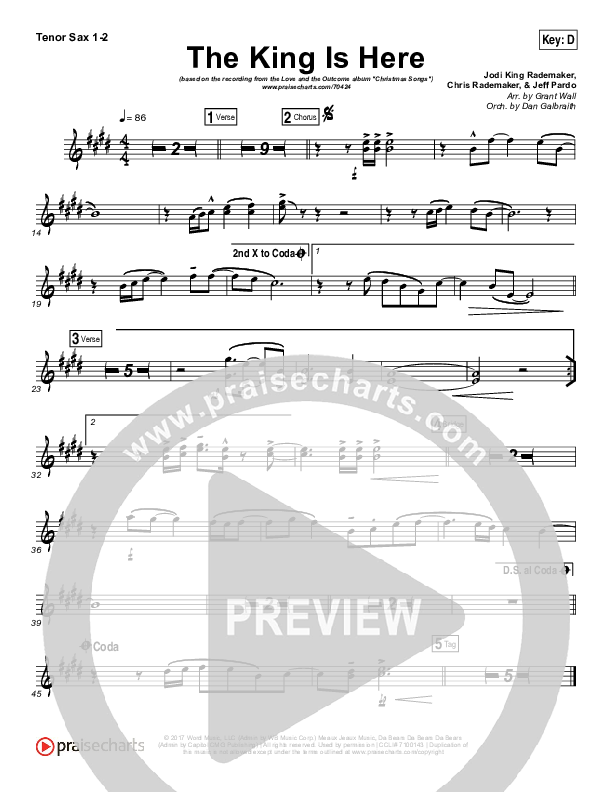 The King Is Here Tenor Sax 1/2 (Love & The Outcome)